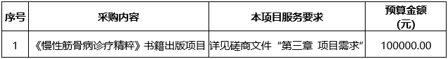 广西中医药大学附属瑞康医院《慢性筋骨病诊疗精粹》书籍出版项目竞争性磋商公告